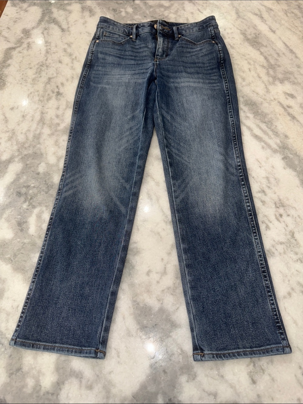 White House Black Market Women's Straight-Leg Blue Jeans